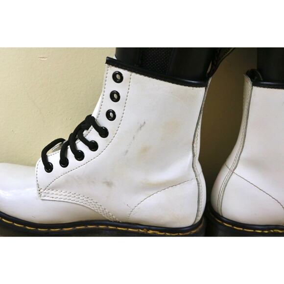 Doc Dr Martens Boots Womens 5 White Combat Lace Up 1450 Air Wair - Picture 8 of 13